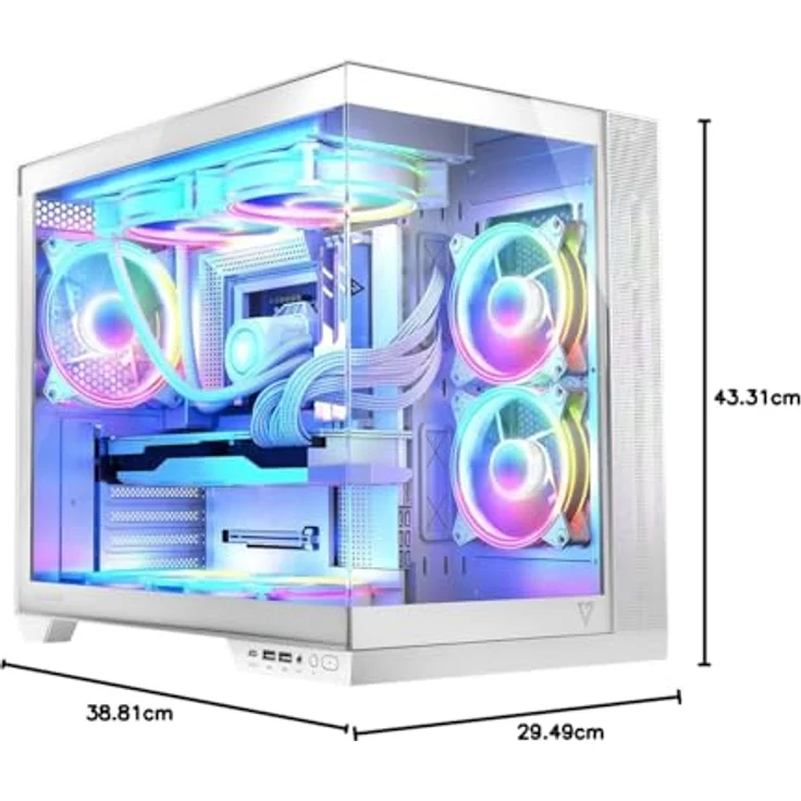 Modecom ATX Volcano Panorama Apex ARGB 7F Midi Halb-Tower-Gehäuse weiß, mehrfarbig, 44,6 x 51,4 x 37,8 cm – Bild 11