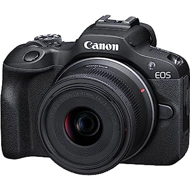 Canon EOS R100 Spiegellose Kamera + RF-S 18-45mm IS STM Objektiv (Kompaktkamera, 4k Videokamera, Digitalkamera mit Autofokus und Motiverkennung für Augen Tiere Fahrzeuge, Filter- und Kreativassistent) – Bild 1