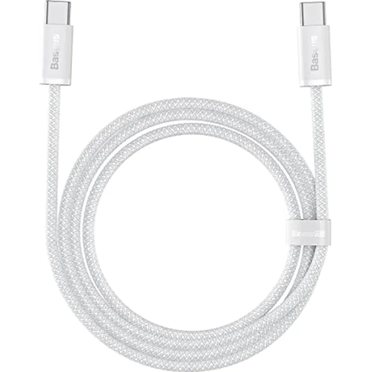 Baseus Dynamic Series 100W Schnelllade-Datenkabel Typ-C auf Typ-C, 2m, Weiß, mit 480 Mbit/s Übertragungsgeschwindigkeit und langlebigem Nylongeflecht