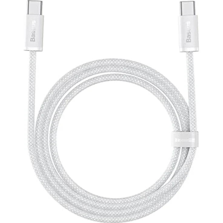 Baseus Dynamic Series 100W Schnelllade-Datenkabel Typ-C auf Typ-C, 2m, Weiß, mit 480 Mbit/s Übertragungsgeschwindigkeit und langlebigem Nylongeflecht – Bild 1