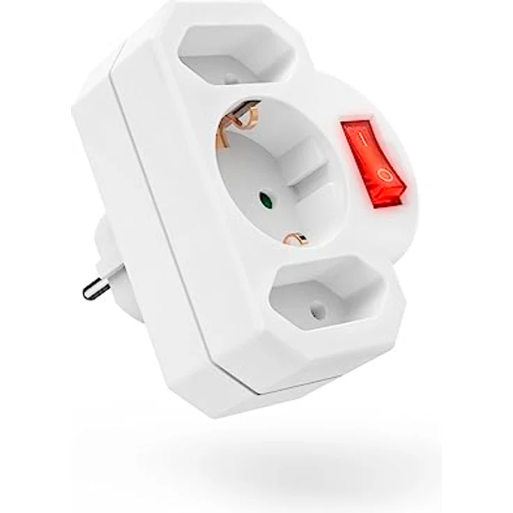 Hama Steckdosenadapter, mit Schalter (Steckdosenadapter 3fach, Steckdosenadapter mit Schalter, Mehrfachstecker, Multistecker, Mehrfachsteckdose, Multisteckdose) weiß – Bild 2