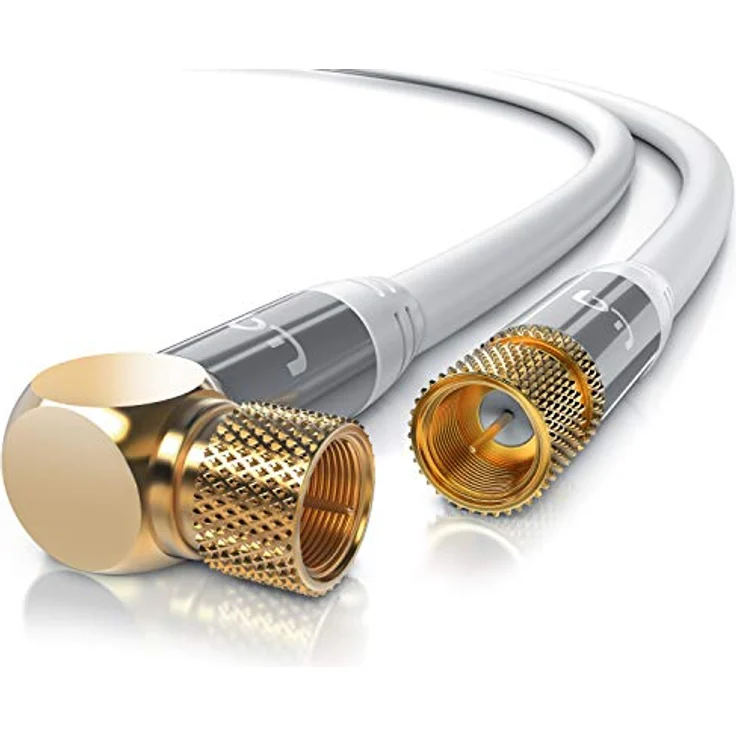 CSL Primewire 10m SAT Kabel, 8K 4K HDTV, 90° gewinkelt, F-Stecker, 135dB, für DVB-T, DVB-C, DVB-S, DVB-S2, Weiß – Bild 1
