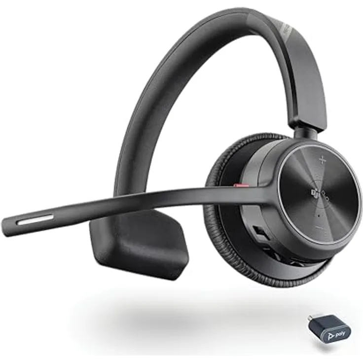 Poly Voyager 4310 UC, Schnurloses Ein-Ohr-Bluetooth-Headset mit Noise Cancelling Mikrofonarm, 24 Stunden Akkulaufzeit, kompatibel mit Teams und Zoom