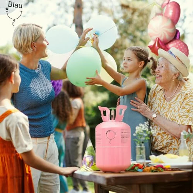 B&Helium Rosa Heliumflasche für 80 Ballons, inklusive Füllventil – Ideal für Partydekoration, Geburtstage und Hochzeiten – Bild 3