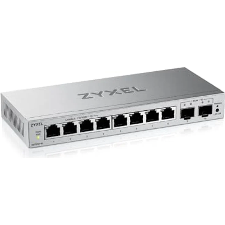 Zyxel GS1200-10V3 8-Port Gigabit Switch, smart-managed mit 2xSFP, graue Bauweise, RJ45- und Glasfaseranschlüsse, maximale Portgeschwindigkeit 1000 Mbit/s – Bild 1