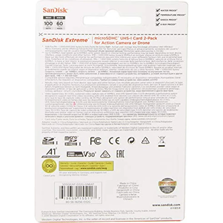 SanDisk Extreme microSDHC 2 x 32 GB UHS-I Speed Class 3. Bis zu 100 MB-s, 60 MB-S schreiben, Class 10 Speicherkarte mit SD Adapter – Bild 2