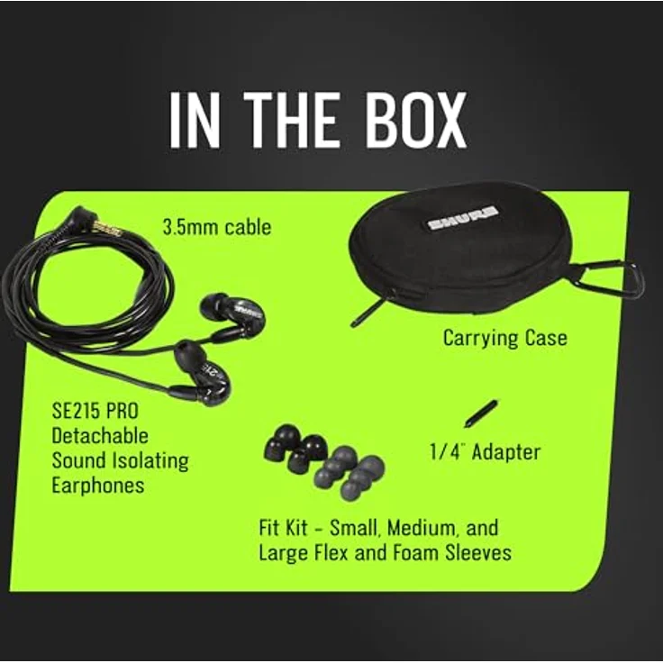 Shure SE215-K, In-ear Kopfhörer / Ohrhörer, schwarz, Premium, Sound Isolating, Geräuschunterdrückung, ein Treiber, austauschbares Kabel, dynamischer Bass – Bild 4