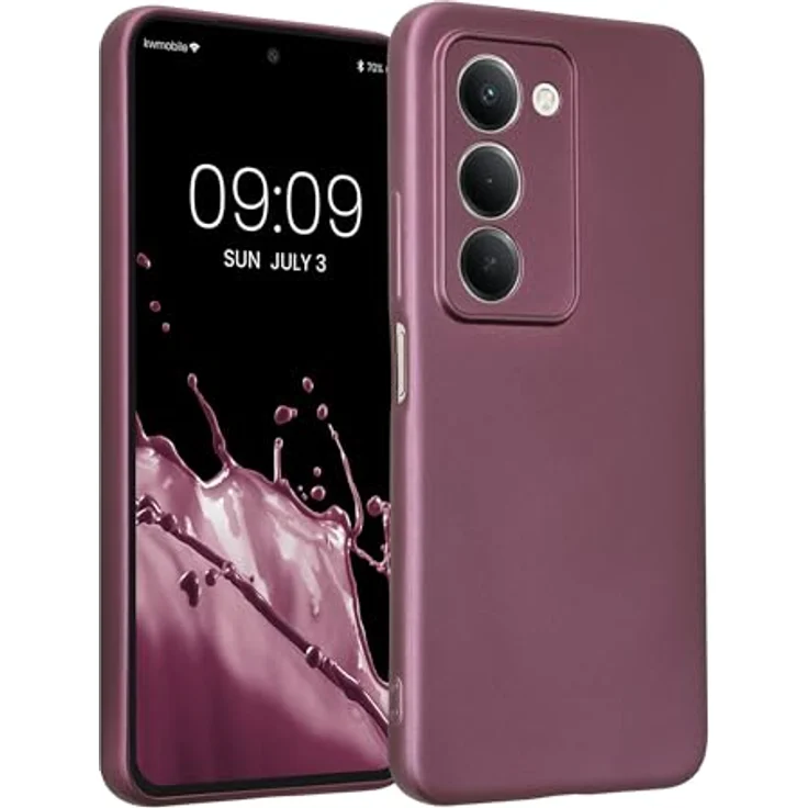 kwmobile Handyhülle kompatibel mit Xiaomi Redmi 15 5G - weiche Silikon Case mit metallischem Schimmer in Metallic Lavendel, rutschfest und reißfest – Bild 1