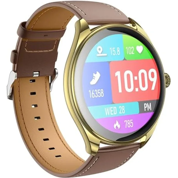 COFI 1453 Elegante Watch mit Anruffunktion in Gold - Multifunktionale wasserdichte Smartwatch