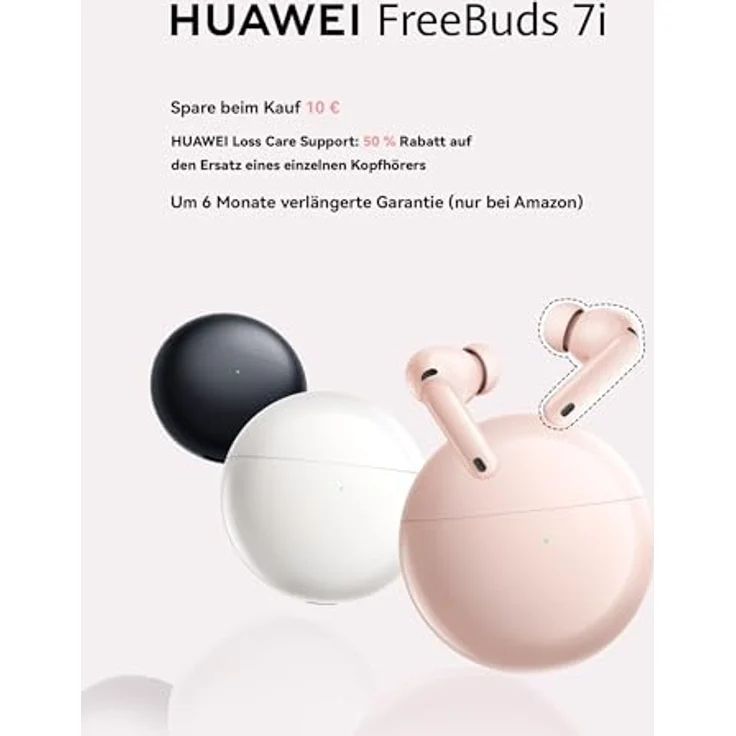 HUAWEI FreeBuds 7i, Kabellose Kopfhörer mit intelligenter aktiver Geräuschunterdrückung 4.0, 360° räumliches Audio, 30 Monate Garantie, Schwarz – Bild 2