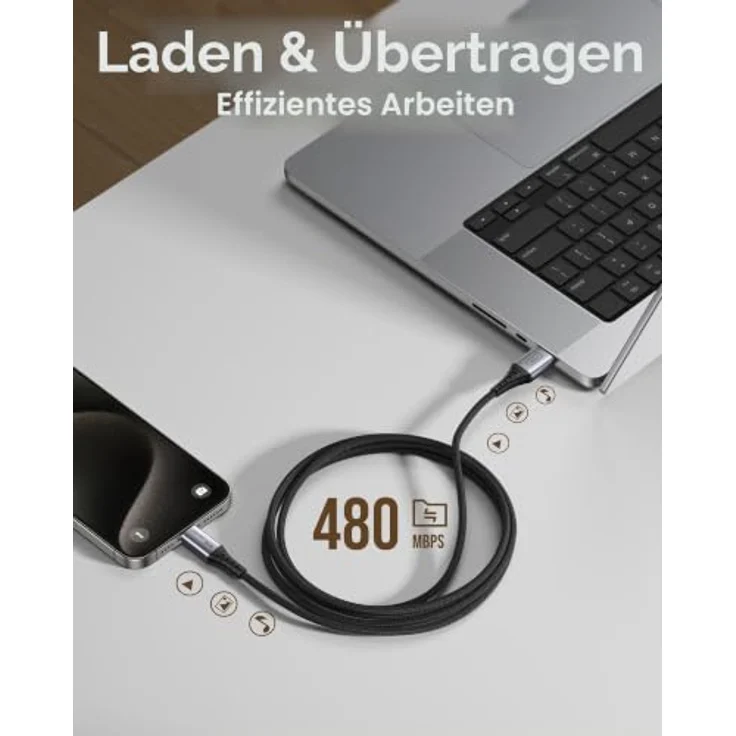 INIU USB C Ladekabel 2m, 3.1A Typ C Kabel für Schnellladung, Geflochtenes USB A auf USB-C Kabel, kompatibel mit iPhone 16/15 Pro, Samsung Galaxy S24/S23 Ultra, Pixel 9, iPad Air, Switch, Steam – Bild 5
