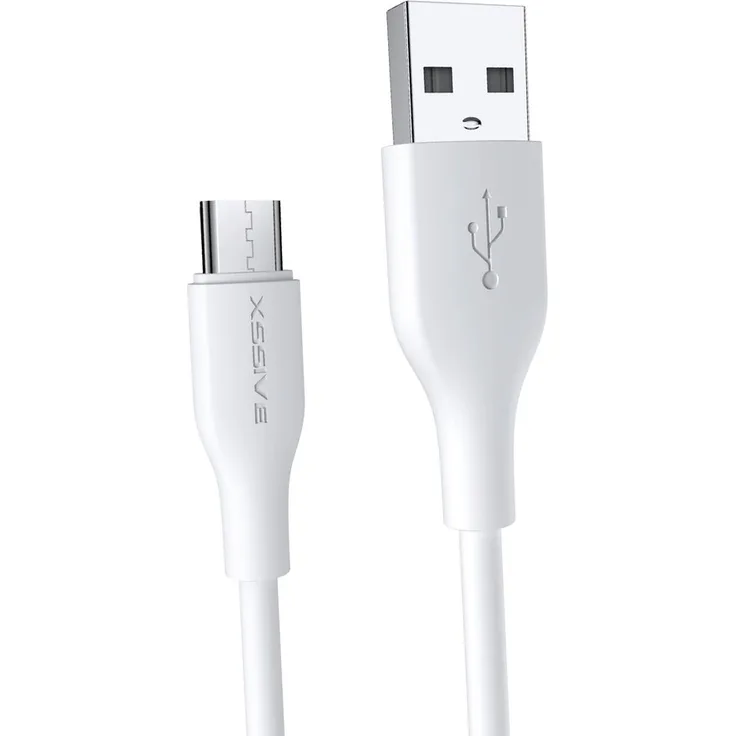XSSIVE 2.4A USB zu Micro-USB Ladekabel, 1 Meter, Schnell-Ladekabel in Weiß mit Synchronisationsfunktion