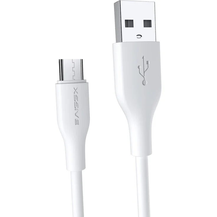 XSSIVE 2.4A USB zu Micro-USB Ladekabel, 1 Meter, Schnell-Ladekabel in Weiß mit Synchronisationsfunktion