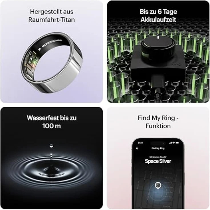 Ultrahuman Ring Air (9, Space Silver), Smart Ring mit Schlaf- und Bewegungsindex, 2,4 g leicht, Silber – Bild 7