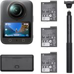 DJI Osmo 360 Adventure Combo, 360 Kamera mit 1-Zoll-Sensor, 8K Video, 4K/120fps, 170° Weitwinkel, 3 Akkus, Action-Kamera für Sport und Vlog