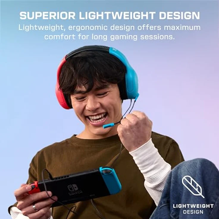 Turtle Beach Airlite Fit Wired Gaming Headset, Neon Blau und Rot, lizenziert für Nintendo Switch, mit Flip-to-Mute Mic und Over-Ear Premium Komfort – Bild 5
