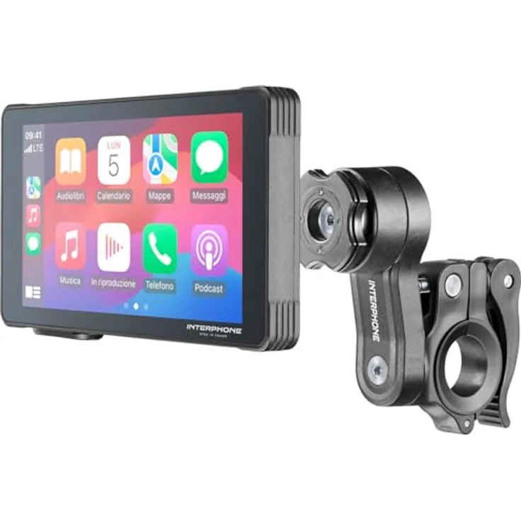Interphone Ridesync, Kabelloses Motorrad-Display mit 5,5 Zoll Touchscreen, IP66 wasserdicht, Quiklox-Befestigung, schwarz – Bild 1
