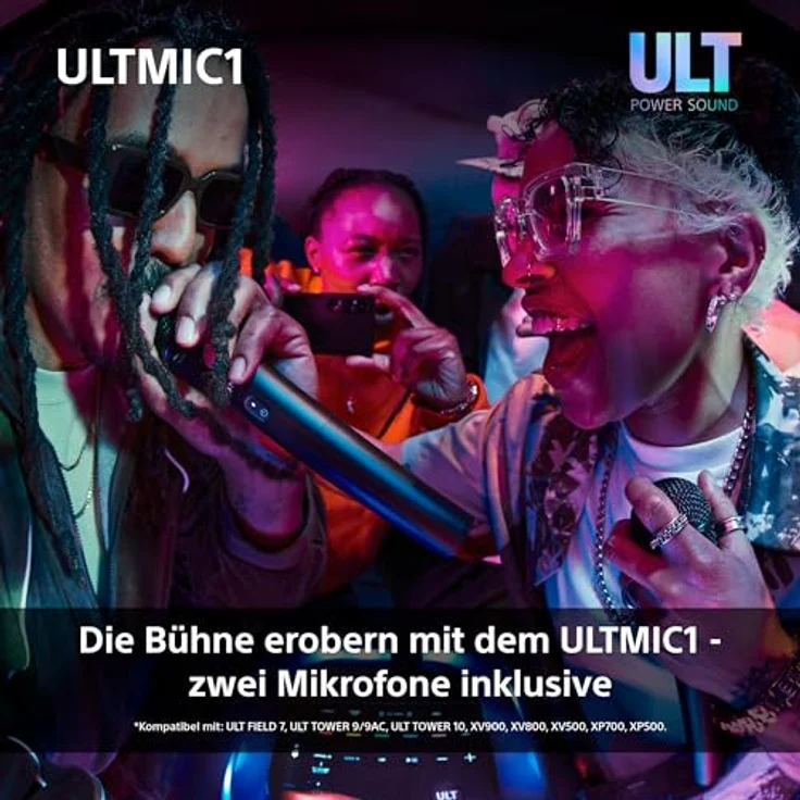 Sony ULTMIC1 Kabelloses Mikrofonset mit 2 Mikrofonen, erweiterte Rauschunterdrückung, 20 Stunden Akku, Duettunterstützung, stoßfest - Schwarz – Bild 3