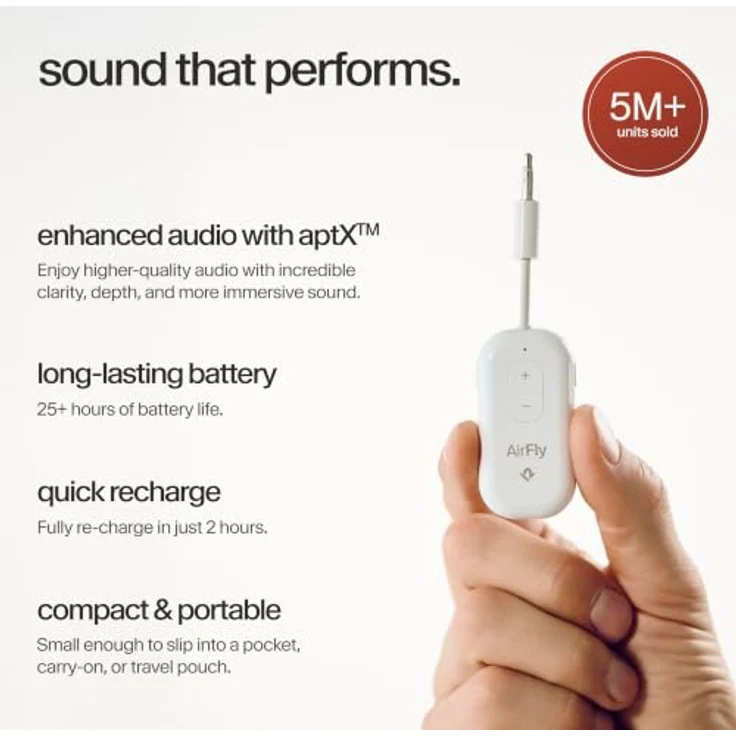 Twelve South AirFly Pro 2, Bluetooth-Audio-Transmitter für Klinke/USB-C, Weiß – Bild 4