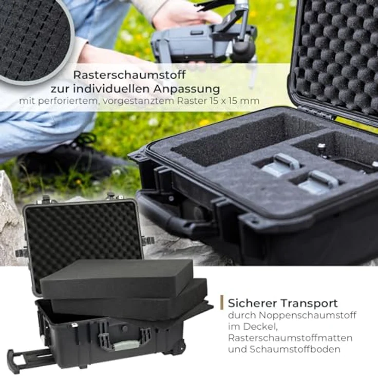 HMF ODK400 Outdoor-Trolley, Fotokoffer mit Rasterschaumstoff, wasserdicht und staubdicht, 58,5 x 45 x 27,5 cm, Schwarz – Bild 3