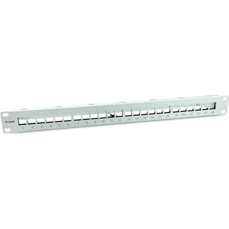 Equip 769326 24-Port Keystone geschirmtes Patchpanel, 19" 1HE, lichtgrau, robuster Stahl, inklusive Haltestange