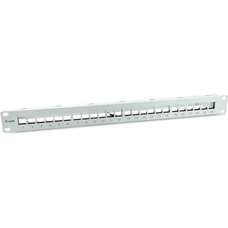 Equip 769326 24-Port Keystone geschirmtes Patchpanel, 19" 1HE, lichtgrau, robuster Stahl, inklusive Haltestange – Bild 1