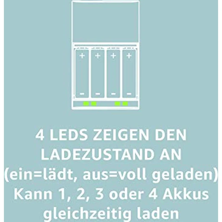 Panasonic eneloop, intelligentes Premium-Ladegerät, für 1-4 Ni-MH Akkus AA-AAA, mit LED-Anzeige und Einzelschachtüberwachung, inklusive 4x eneloop Mignon, min. 1900 mAh, 2100 Ladezyklen – Bild 7