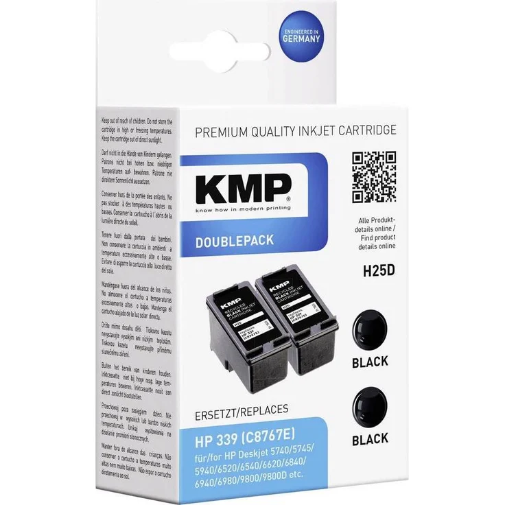 KMP H25D, Druckerpatrone 2er Pack, kompatibel, Schwarz (BK)