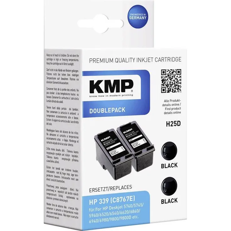 KMP H25D, Druckerpatrone 2er Pack, kompatibel, Schwarz (BK)