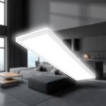 BRILONER LED Deckenlampe 98cm, flach, neutralweißes Licht, 4800 Lumen, Wohnzimmerlampe, 98x20x3 cm, Weiß