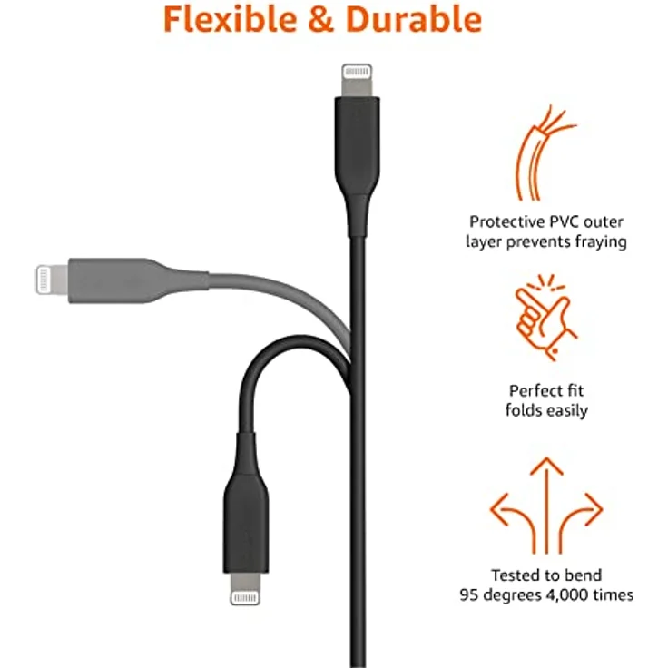 AmazonBasics – Verbindungskabel Lightning auf USB-A, MFi-zertifiziertes Ladekabel für iPhone, schwarz, 91,2 cm – Bild 5
