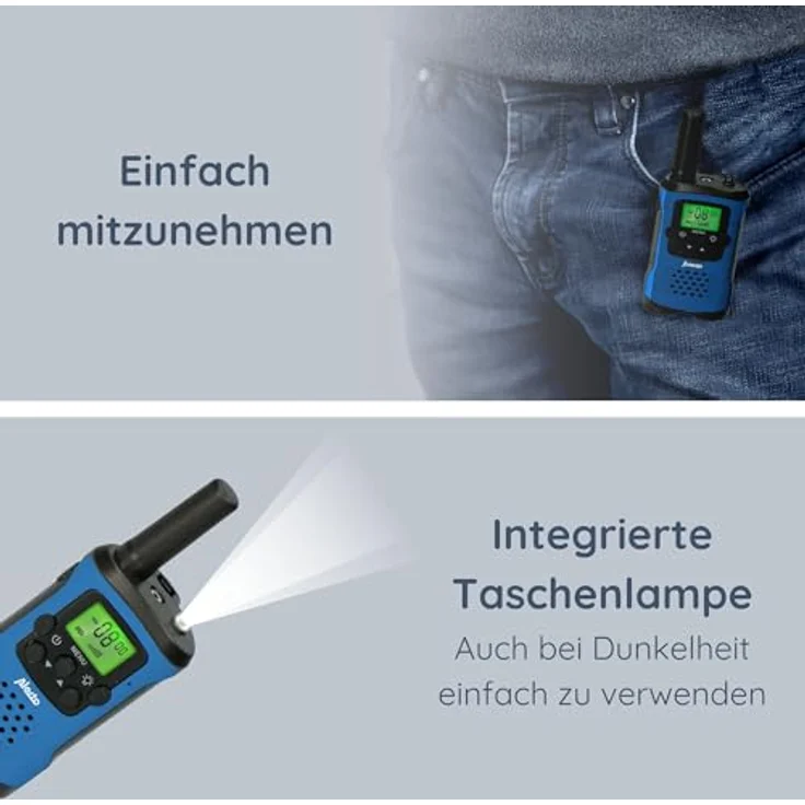 Alecto Walkie Talkie FR-175, (Set) mit 7 km Reichweite und Taschenlampe – Bild 5
