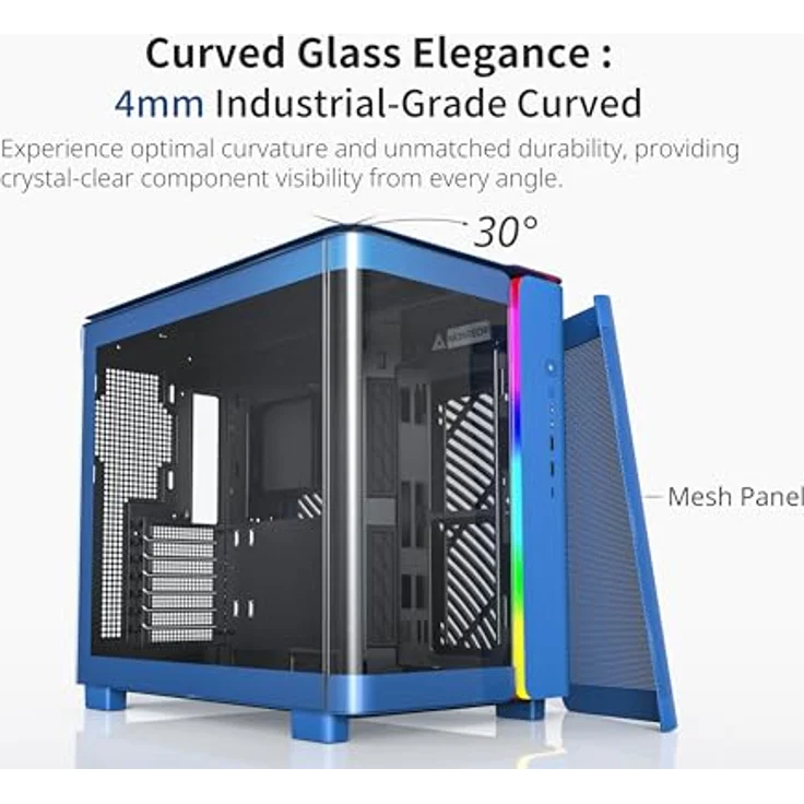 Montech KING 95 Midi-Tower, Tempered Glass, ARGB - Berliner Blau (mATX, ATX, Mini ITX), PC Gehäuse, Blau – Bild 2