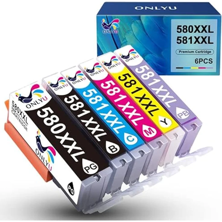 ONLYU PGI-580 XXL CLI-581 XXL Druckerpatronen Kompatibel für Canon für PIXMA TS8350 patronen für Canon TS8350 für PIXMA TS8350 TS8351 TS8150 TS8151 TS8251 TS8250 TS8252 TS9150 TS8152 TS8352 (6-Pack) - Preisvergleich – Bild 1