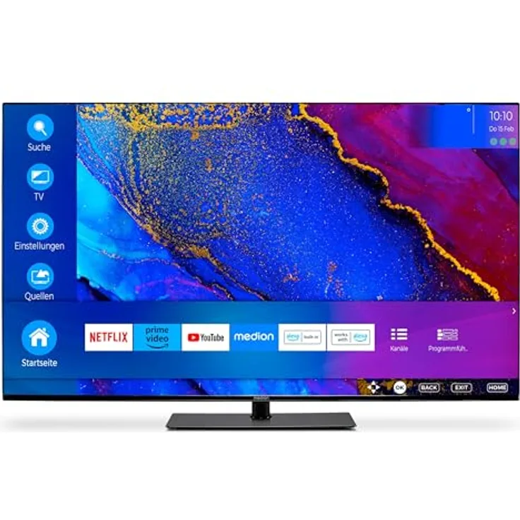MEDION X16570 (MD 30709) 163,9 cm (65 Zoll) Smart TV, 4K Ultra HD, Dolby Vision HDR, Dolby Atmos, Subwoofer, Netflix, Prime Video, MEMC, Micro Dimming, Bluetooth, PVR - Schwarz