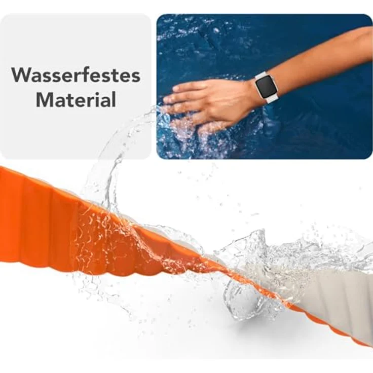 NALIA Core Magnet Armband für Apple Watch SE & iWatch Series 10-1, 38/40/41/42mm, atmungsaktives Silikon Loop, Rillen Design, Farbe: Polarstern Orange – Bild 5