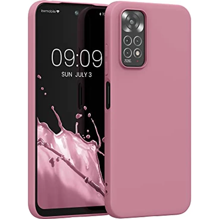 kwmobile Hülle für Xiaomi Redmi Note 11 / Note 11S, weiches TPU Silikon Case für kabelloses Laden, Dark Rose – Bild 1