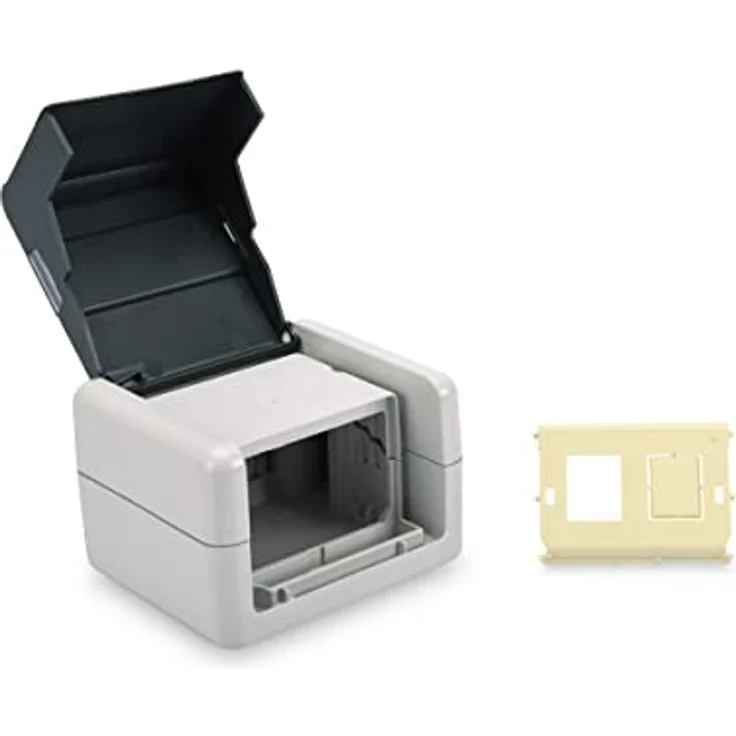 Digitus Netzwerkdose Aufputz IP44 Grau, halogenfreies Gehäuse für Keystone Module mit Schraubbefestigung und klappbarem Deckel – Bild 2