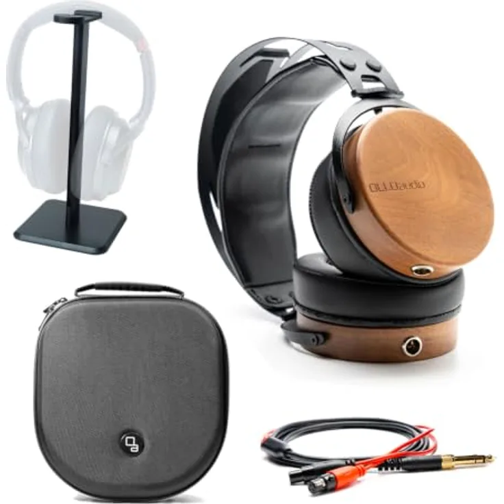 OLLO Audio Kopfhörer R1 1.0, geschlossene Over-Ear Kopfhörer mit U-förmigem Frequenzgang und Tisch-Stativ