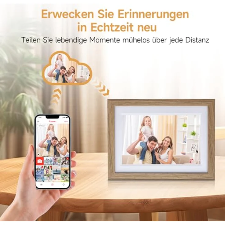 Rollei Smart Frame WiFi 1010, Digitaler Bilderrahmen 10,1 Zoll, 1280x800 IPS Touchscreen, 32GB Speicher, Holzoptik Eiche – Bild 3