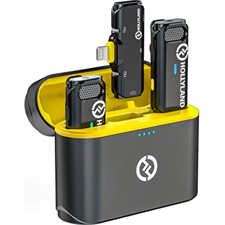 Hollyland Lark C1 Lavalier Mikrofon für iPhone kabellos MFi-Zertifiziert Plug&Play aktive Geräuschunterdrückung Wiedergabe ohne Ausstecken 32H Batterieautonomie Hi-Fi Audio superleicht tragbar (Duo)