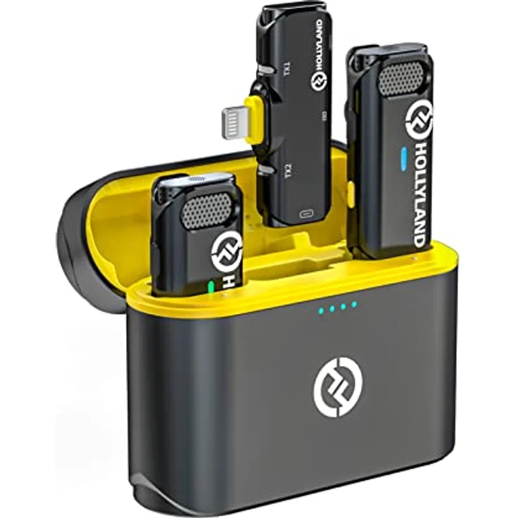 Hollyland Lark C1 Lavalier Mikrofon für iPhone kabellos MFi-Zertifiziert Plug&Play aktive Geräuschunterdrückung Wiedergabe ohne Ausstecken 32H Batterieautonomie Hi-Fi Audio superleicht tragbar (Duo) – Bild 1