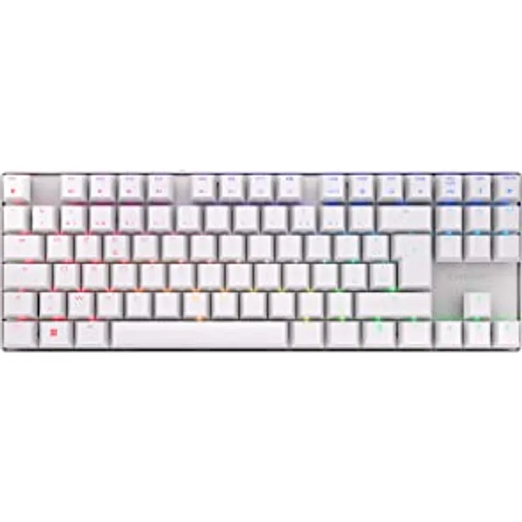CHERRY MX 8.2 TKL Wireless, kabellose mechanische Gaming-Tastatur ohne Nummernblock, Französisches Layout (AZERTY), RGB-Beleuchtung, inkl. Metallkoffer für Transport, MX RED Switches, weiß