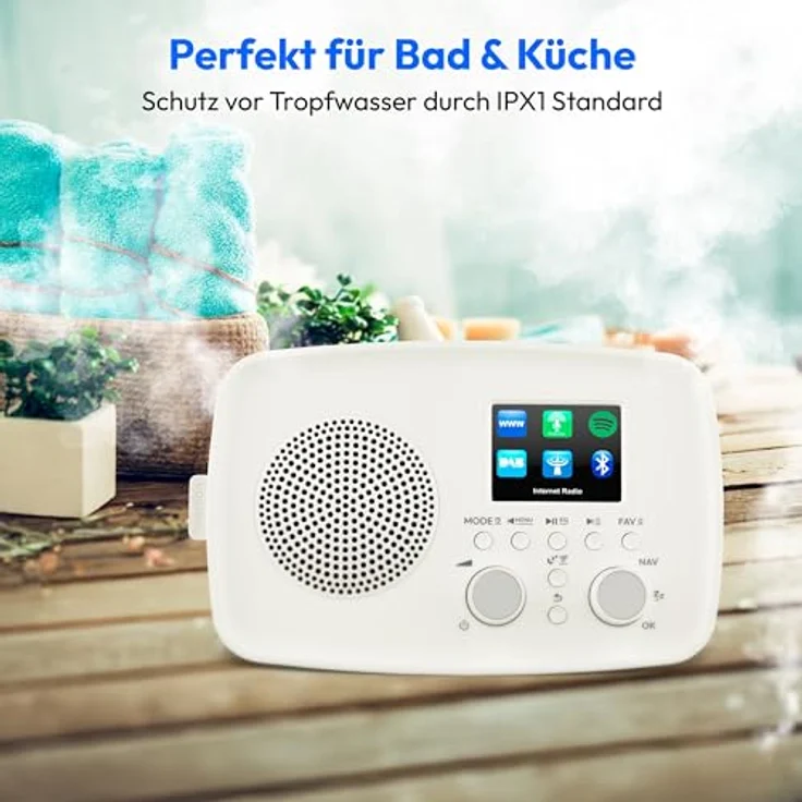 MEDION Internetradio IRE-1, DAB+ und WLAN, Bluetooth 5.2, Spritzwassergeschützt, Spotify Connect, weiß – Bild 5