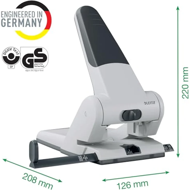 Leitz Locher 5180-00-95, schwarz, Registraturlocher, Stanzleistung ca. 65 Blatt – Bild 2