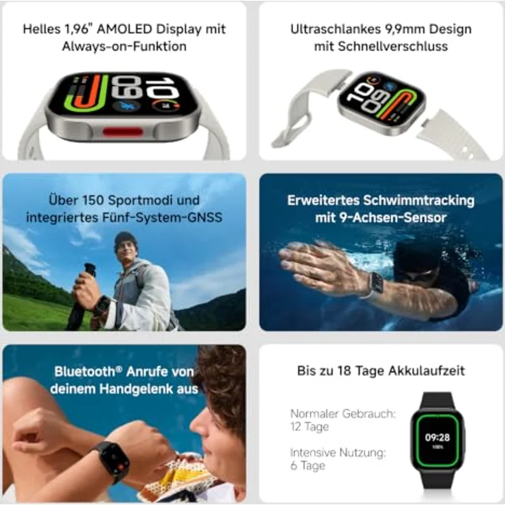 Xiaomi Watch 6 Lite, Smartwatch mit 4,98 Zoll AMOLED-Display, Gesundheitssensoren und IPX8 Wasserbeständigkeit, Schwarz – Bild 2