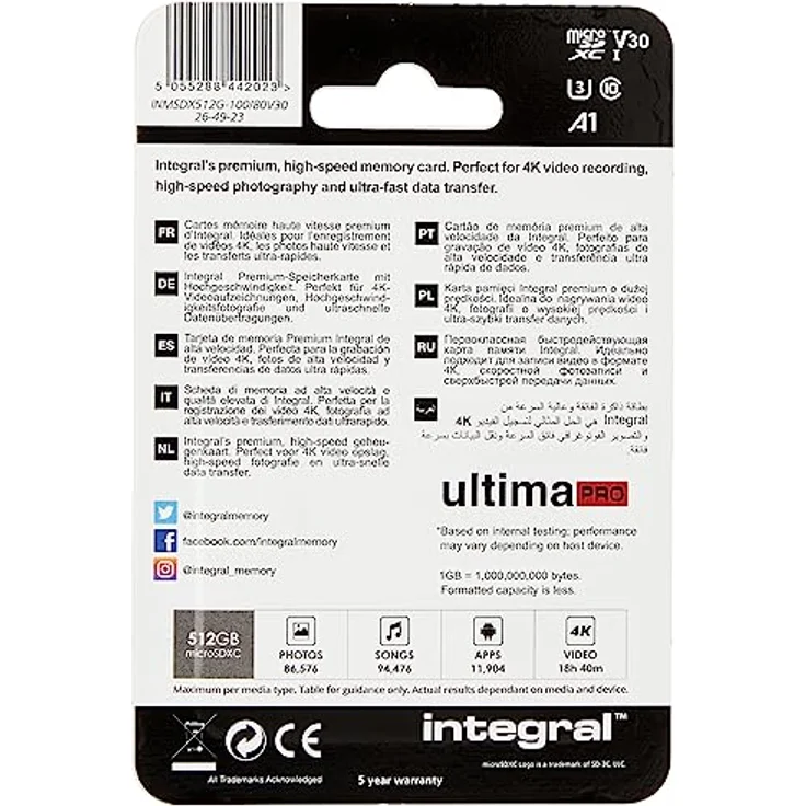 Micro-SD-Karte, 4K, Ultra-HD-Video, Premium-High-Speed-Speicherkarte, Microsdxc 512 GB 512 GB – Bild 3