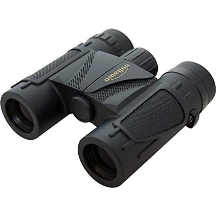 Omegon Dachkant Fernglas Blackstar 10x25, 10x Vergrößerung, 25mm Objektivlinse, BaK4-Glas, Spritzwasserschutz, für Kinder und Erwachsene – Bild 1