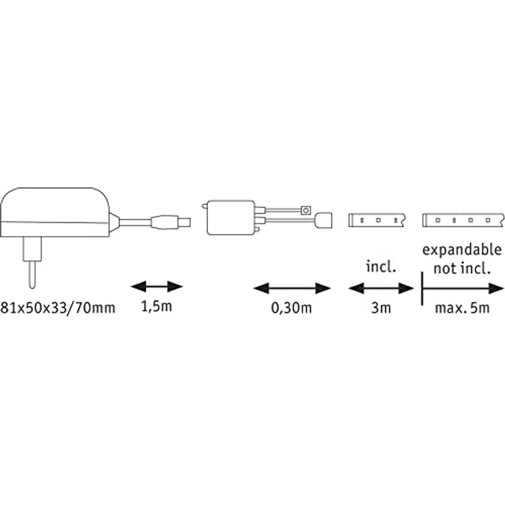 Paulmann 704.30 Function YourLED ECO Basisset 3m RGB 14,5W 230/12V Niedervolt 24VA Schwarz Kunststoff 70430 LED Lichtband Lichtstreifen Lichtschlauch – Bild 5