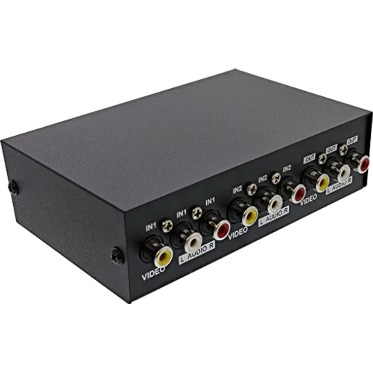 InLine AV Umschalter 2-Port, Cinch Audio Video Switch, mechanische Umschaltung ohne Stromversorgung, Metallgehäuse, 3X Cinch IN/Out, Modell 89302I – Bild 2
